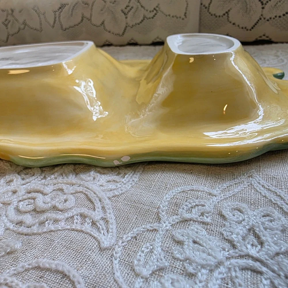 Bella Casa by GANZ Corn Serving Platter, Salt Pepper Set Yellow Green Ceramic 3D